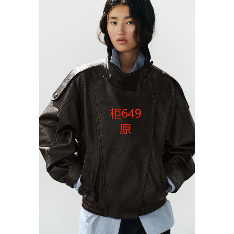 Za Autumn and Winter New Women's Leather Jacket 4391/892 Leather Effect Textured Jacket 4391892 700 Za Autumn and Winter New Women's Leather Jacket 4391/892 Leather Effect Textured Jacket 4391892 700