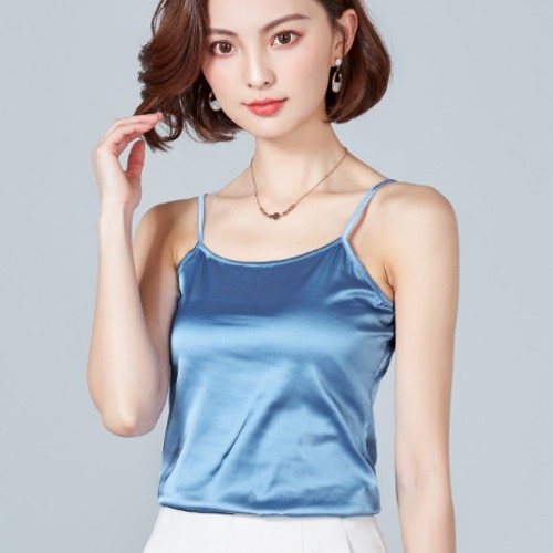 Silk sling tay lụa phụ nữ vest nhấn satin lụa phía dưới bên sexy đen bên ngoài chiếc váy mùa hè