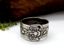 Seiko Qing Dynasty bat head wrapped branch orchid ring ring-collectible old silver ring handmade live mouth(61008)