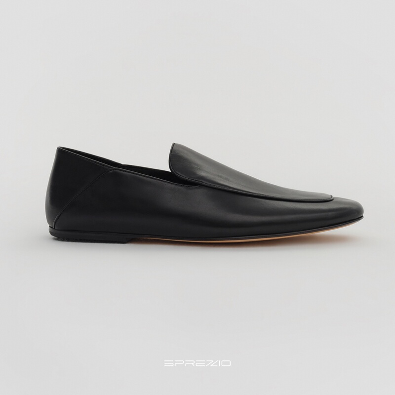 Sprezzio [Sliperi] Ultra-Thin and Comfortable Slip-On Loafers/Slippers Made of Calf Leather with Eel-Patterned Suede