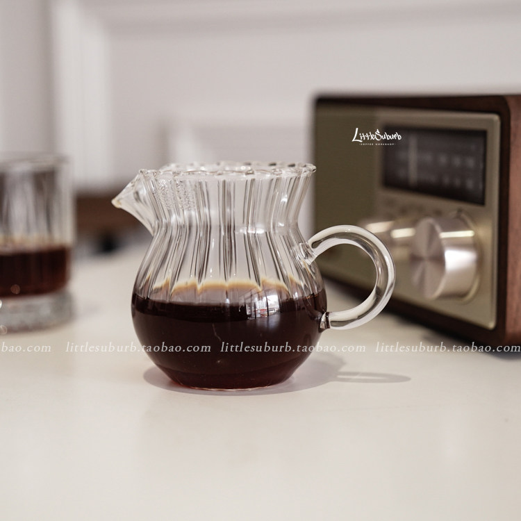 Retro Striped High Temperature Glass Coffee Sharing Pot Flower Teapot Single Origin Coffee Pot (Stripes Inside) - Taobao