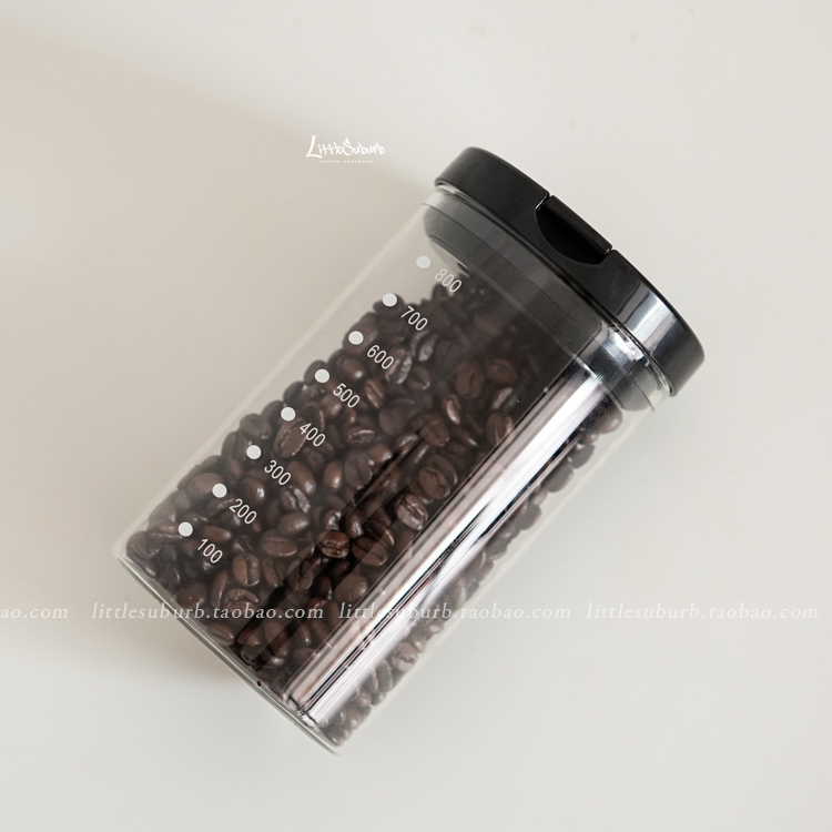 Black cover coffee bean powder storage tank High borosilicate glass moisture-proof seal can store 150 250 grams of coffee cooked beans