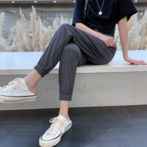 Ice Silk Sports Pants Woman Summer Thin loose bunches 2021 new pants casual pants Harun pants Chains Chains