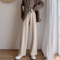 Wide-leg pants womens 2021 new spring and autumn mopping casual pants high waist hanging thin all-match loose straight pants