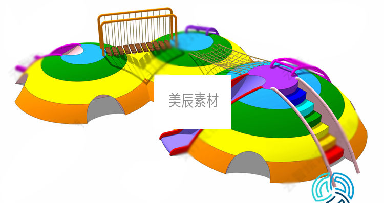 T1189创意儿童游乐设施游戏水上秋千景观sketchup/SU模型游玩...-2