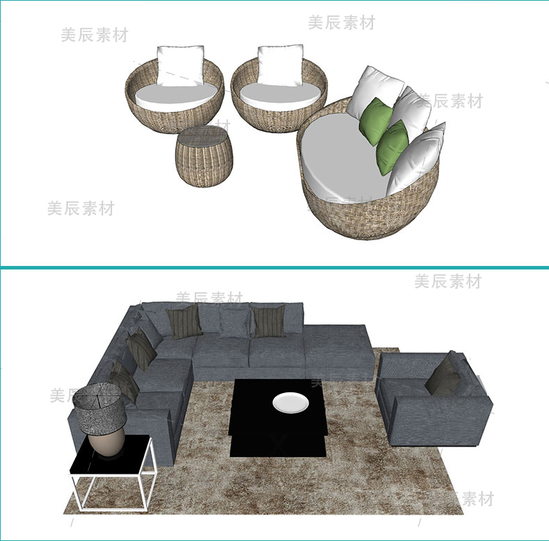 T610室内家装SU草图大师模型单体欧式中式家具电器Sketchup设...-8