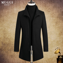Maki woolen coat mens mid-length 2021 autumn and winter new mens wool stand-up collar zipper Niazi jacket warm