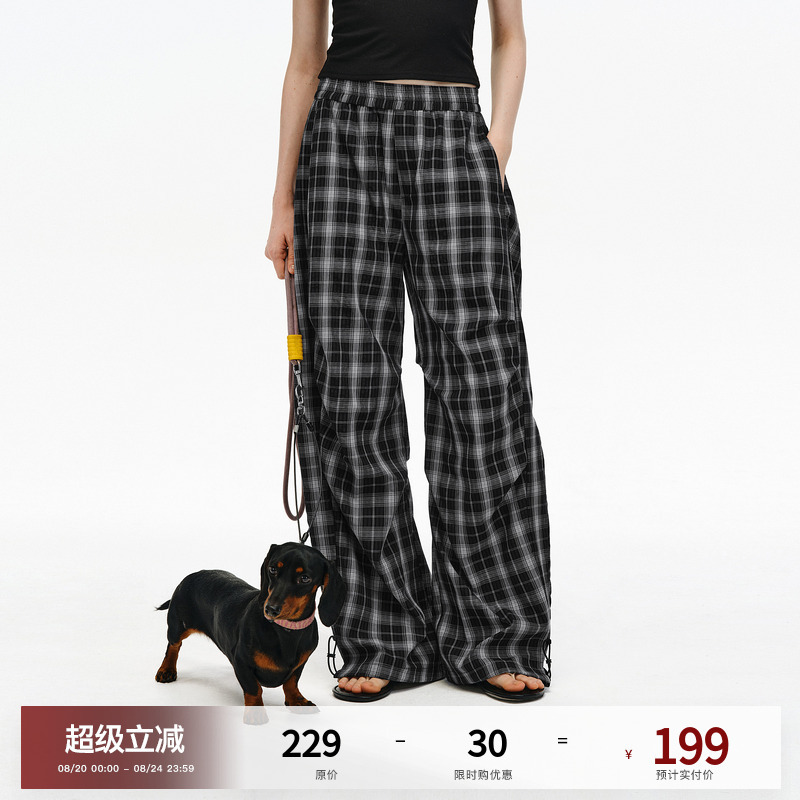 Pclp Plaid Banana Paratrooper Pants Trendy Loose Straight-Leg Pants Color-Blocked Plaid Elastic Waist Wide-Leg Casual Pants Pclp Plaid Banana Paratrooper Pants Trendy Loose Straight-Leg Pants Color-Blocked Plaid Elastic Waist Wide-Leg Casual Pants