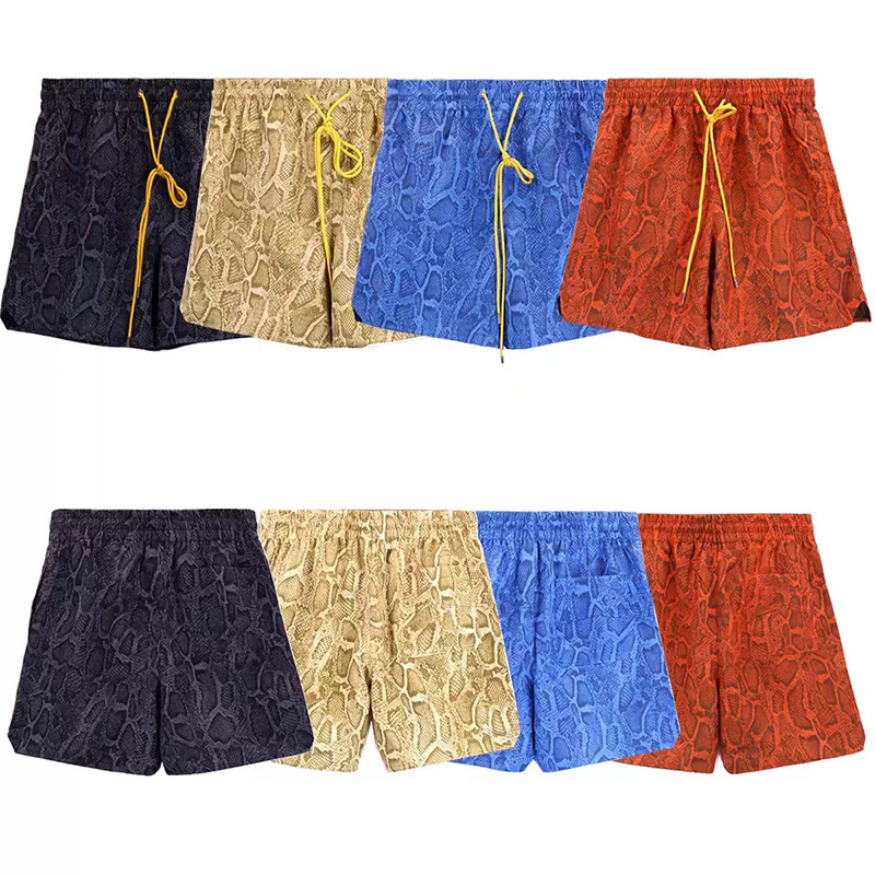 European and American Style Python Pattern Shorts for Men and Women, Casual Loose Large Size Sports Dance Running Outdoor Training Beach Swim Trunks