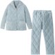 Dingguaguadong pajamas couple lapel cardigan quilted thickened plus velvet home clothes set to prevent cold and warm Dingguagua