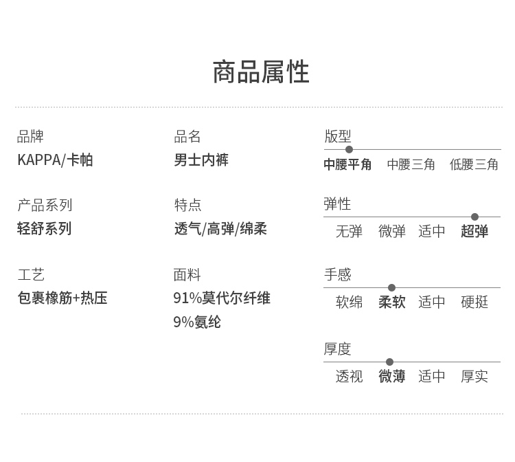 KAPPA 男士 50支莫代尔 抗菌内裤 3条 图12