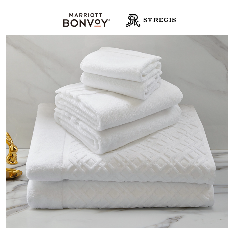 Regal Five-Star Hotel Bathroom Towels, Bath Towels, Household Cotton Face Towels, Square Towels, Absorbent, Thickened, White Set