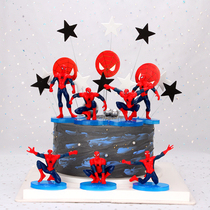 Spider-man childrens birthday cake decoration ornaments Spider-man scene birthday cake decoration ornaments baking decoration