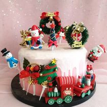 Christmas cake decoration Christmas Tree Elk Santa Claus Snowman Bells Episode theme plug-in card ornaments