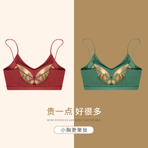 Cotton back underwear women summer without steel ring sports bra thin small chest gathered girl vest style one bra