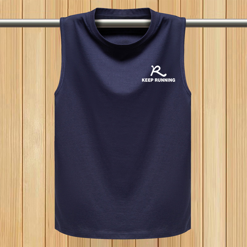 Summer men's sleeveless T-shirt pure cotton loose plus fat plus size youth hurdle sports fitness vest vest