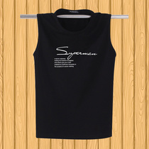 Summer new sleeveless T-shirt loose big code teen sports fitness mens shoulder vests pure cotton undershirt