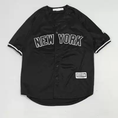 Street hip-hop hiphopYankee team baseball uniform short-sleeved cardigan jacket men and women loose large size T-shirt bf hip-hop trend