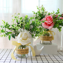 Nordic hipster feel moisturizing silk flower fake flower Flower rose creative combination hand bouquet with vase