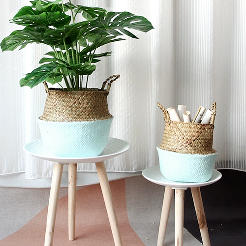 Nordic ins Wind Sea Cao Плетение цветочной корзины творческая баскетбольная баскетбольная баскетбольная баскетбольная пианино -листья Banyan Basket