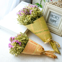 Life kraft Dry flowers Full Star Mini bouquet English Newspaper bouquet Dog tail Grass natural dry flowers