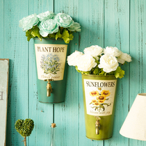 Eurostyle iron art wall-mounted field style to make old flower arrangement flower barrel flower pot flower pots can be suspended iron bucket floral suit