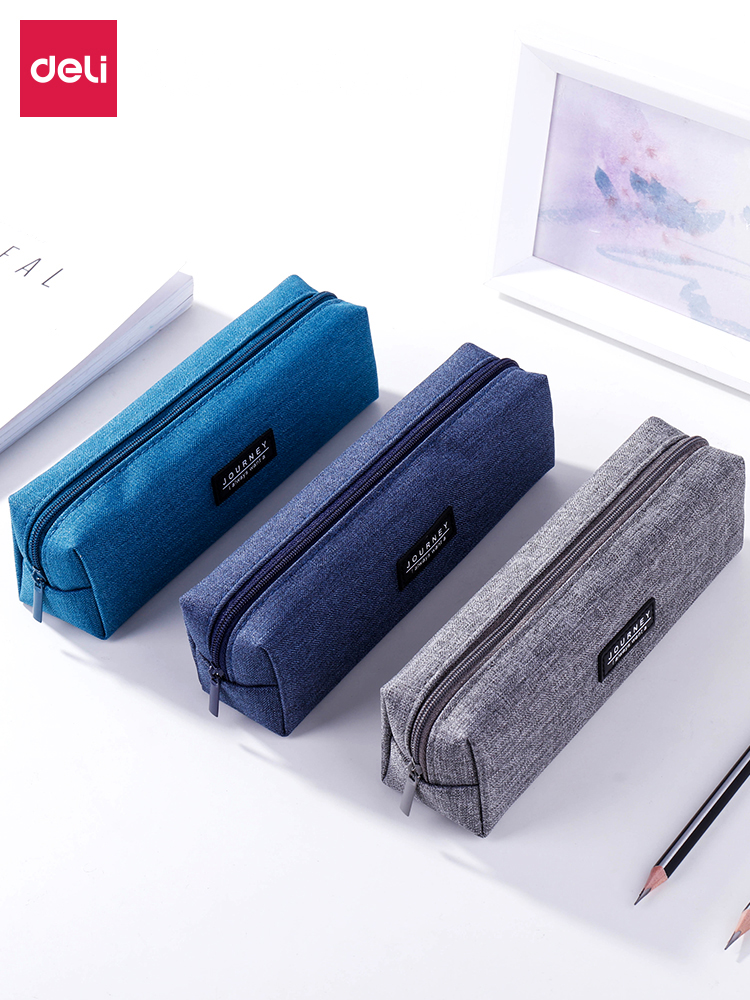 Able stationery 66683 creative minimalist canvas pen bag lead pencil case pencil case large capacity student pencil bag pure color cute pen bag stationery bag high school student trend creative canvas stationery bag
