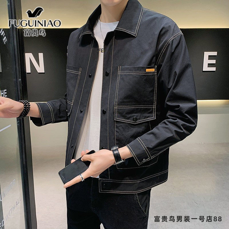 Rich Bird Jacket Men's Spring and Autumn New Korean Style Slim Lapel Casual Jacket Trend Versatile Autumn Top