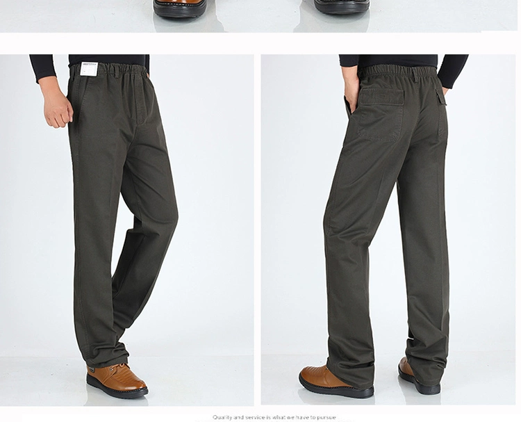 Mùa xuân và mùa thu người cao tuổi thắt lưng đàn hồi quần âu nam trung niên cotton rộng eo cao quần dài quần cha - Crop Jeans