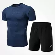 Quần áo tập thể dục nóng tay áo ngắn nam khô nhanh thoáng khí tập thể dục chạy thể thao phù hợp với mùa hè phần mỏng thiết bị quần áo mới - Quần áo tập thể hình