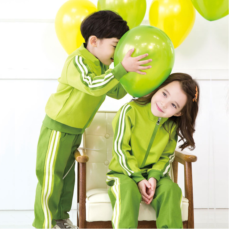Kindergarten Garden Clothing Spring Autumn Clothing School Uniform Suit Elementary School Students Banfu Academy Wind Green Children Sports Clothes Two Sets