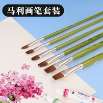 Marley Water Chalk Paintbrush Suit Oil Painting Platoon Fine Arts Students Special Wolf-flat pencil Brush Single single number beginners Professional color Painting propylene nylon Student brush tool Oil paintbrush