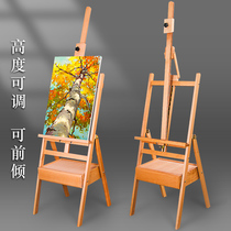 Solid Wood Fine Arts Students Special Easel Folding Children Easel Sketching Tool Suit Complete oil painting bracket Wooden Show Beech Wood Wooden with drawer on floor Home Students Painting frame
