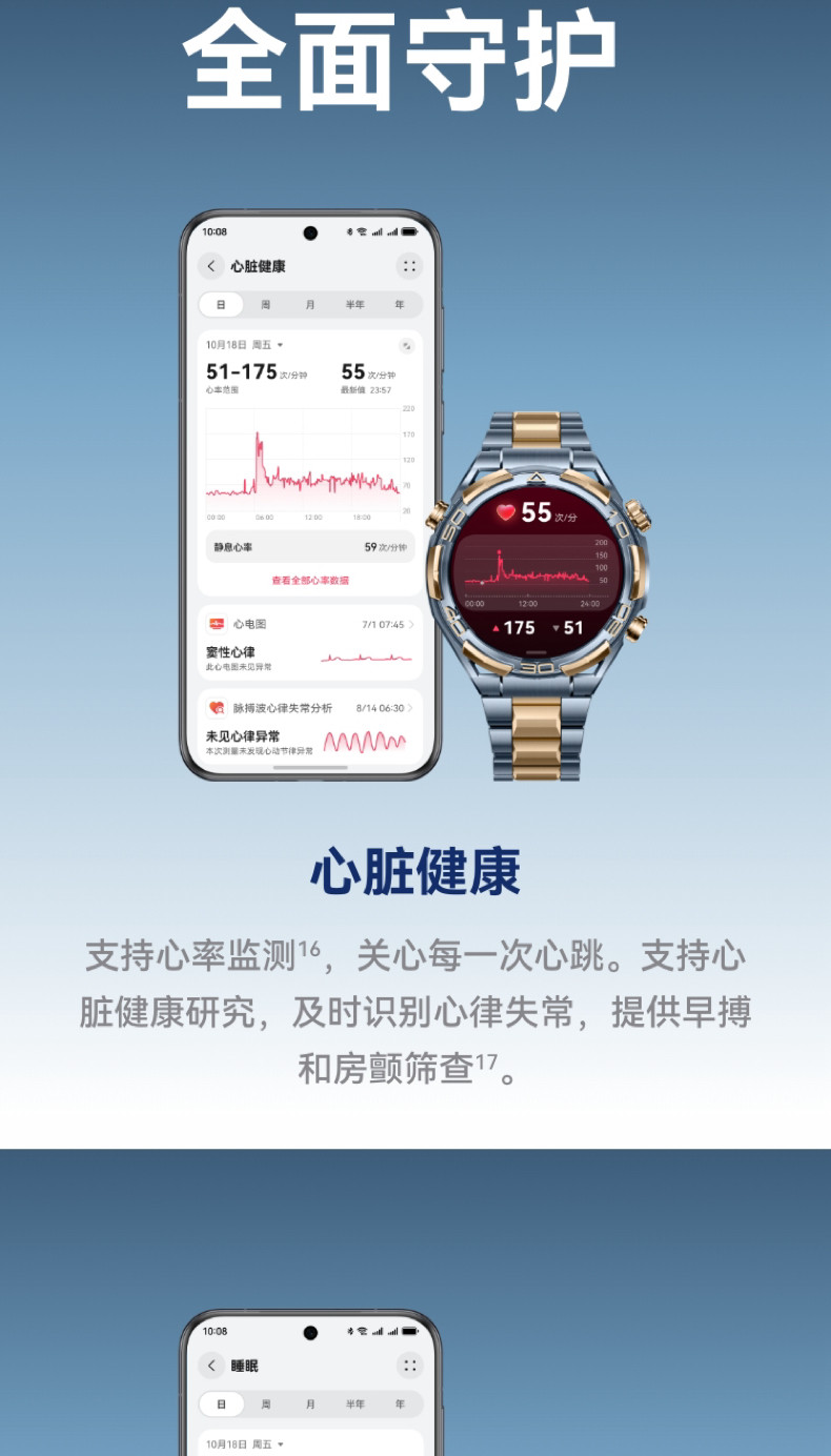 HUAWEI WATCH ULTIMATE DESIGN非凡大师蓝宝石黄金智能腕表黄金表双向北斗卫星电话探险插图18