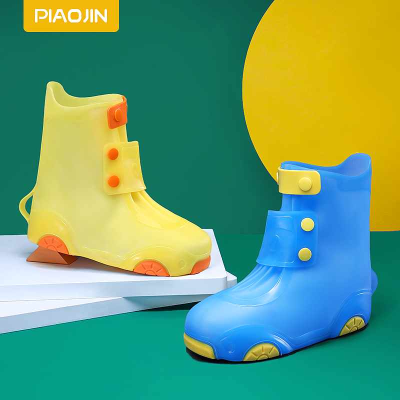 Children rain shoes cover boys girls waterproof anti-slip thickened abrasion resistant water shoes Lower rainy foot sleeves Rain-proof silicone shoe cover 