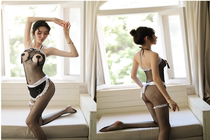 Sex lingerie maid maid dress crotch free of sex silk stockings sideline sexy hollow hot