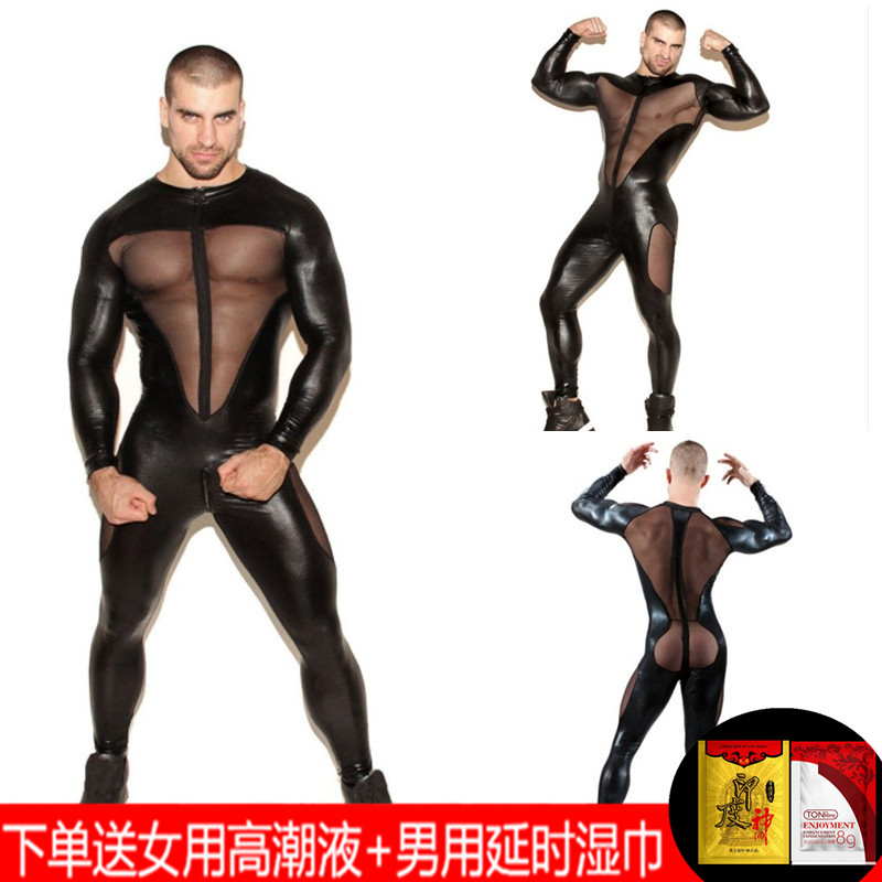 Nightclub Stage ds Out of service Eroy Underwear Men Wear for Men's Painted Cortex Perspective Mesh Yarn Splicing