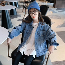 Girl Jacket Autumn Clothing 2021 New Fall Net Red Girl Jacket Clothes Spring Autumn CUHK Children Denim Clothes