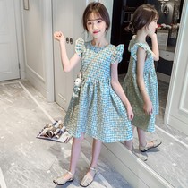 Large girls dress slim fit summer princess dress 2022 new Korean version of the Korean Air Network Red Child Plaid Skirt Summer Dress