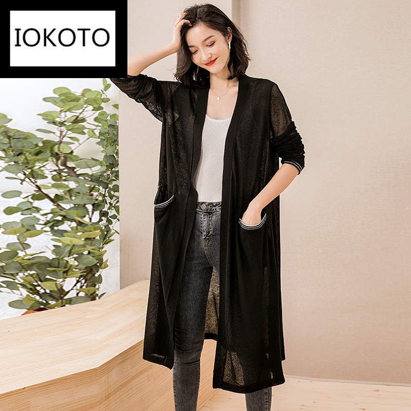 giữa chiều dài mùa hè băng mỏng phụ nữ kem chống nắng của Cardigan mất Hàn Quốc dệt kim bên ngoài mặc khăn choàng với áo khoác váy