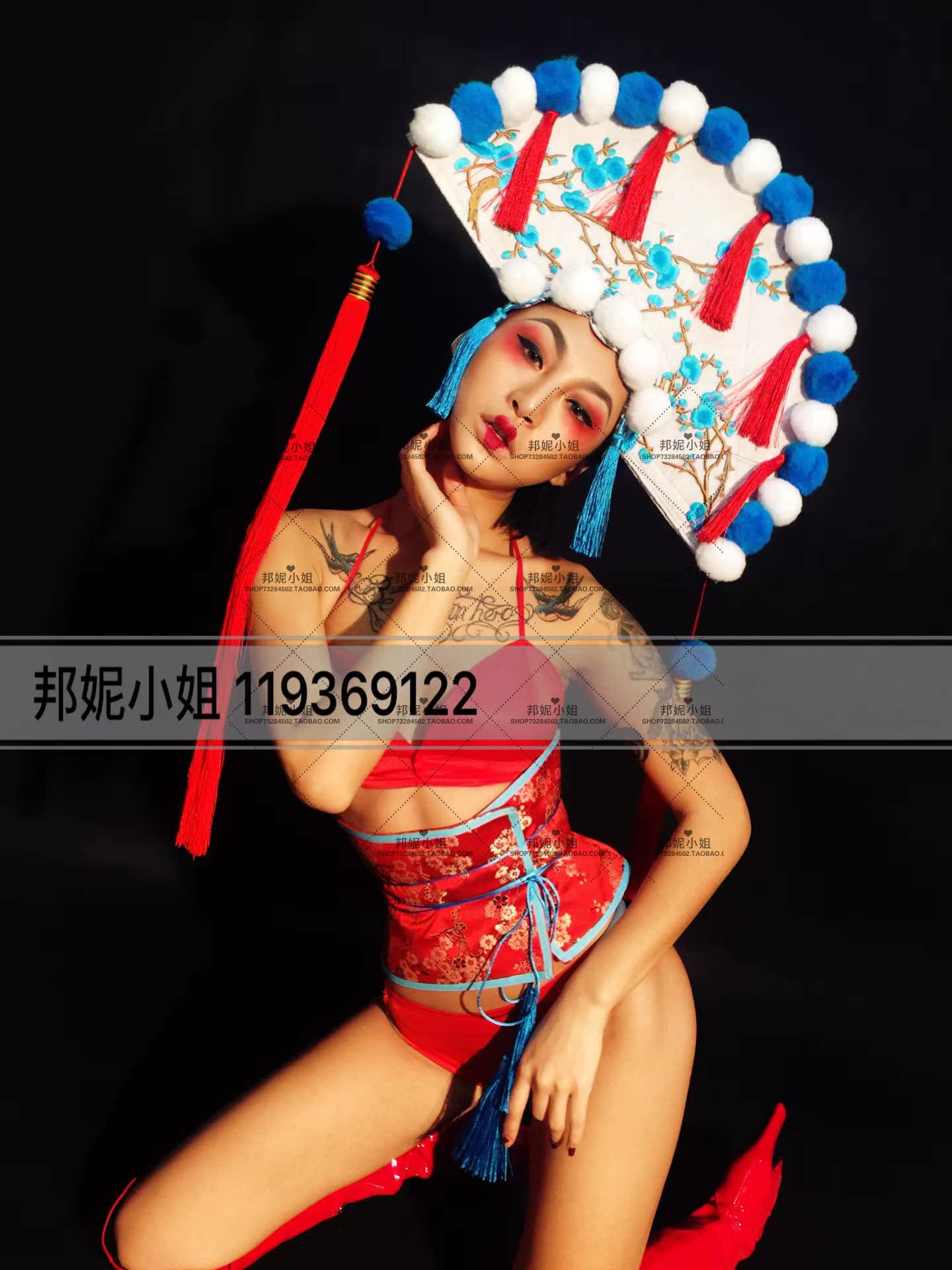 D2021 spring custom opera water collar Bonnie's house real shot Chinese style sexy costume suit bar