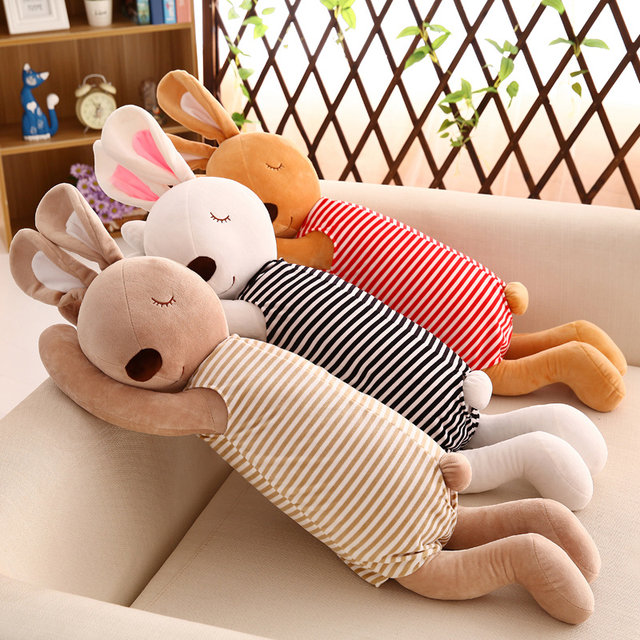 Baby sleeps with and comforts rabbit plush toy doll, large sleeping pillow for children, birthday gift for rabbit girl