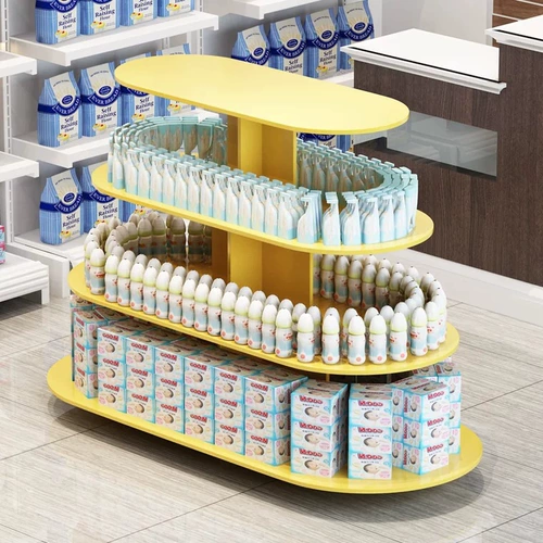 木质圆形中岛柜展示柜化妆品鞋店产品展柜红酒货架母婴玩具展示台