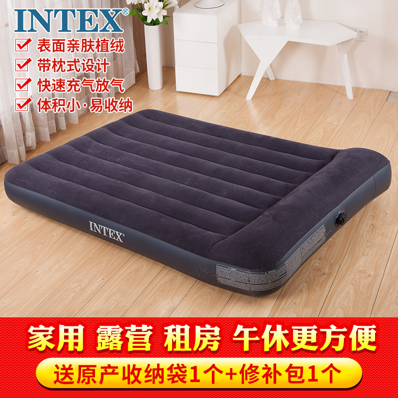 INTEX inflatable mattress single double outdoor family air mattress thick portable automatic folding bed mat sleeping mat