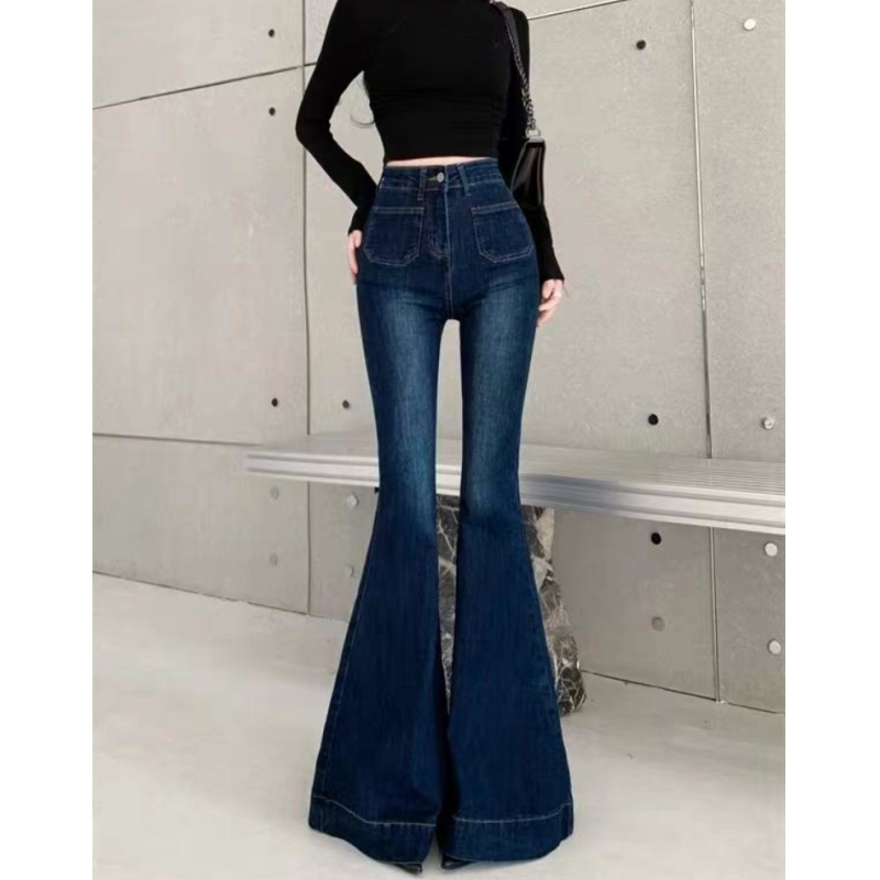Stretchy Slim-Fit High-Waisted Jeans for Petite Women, New Design Straight-Leg Wide-Leg Pants, Flared Trousers Stretchy Slim-Fit High-Waisted Jeans for Petite Women, New Design Straight-Leg Wide-Leg Pants, Flared Trousers