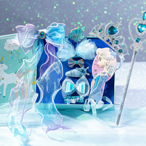Children's hair accessories Frozen wig braid girls bow headdress gift box Princess Elsa little girl hairpin
