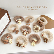 Children's plush hair ring milk curry color girl's rubber band does not hurt hair elasticity good sweet cute little girl headdress hair accessories