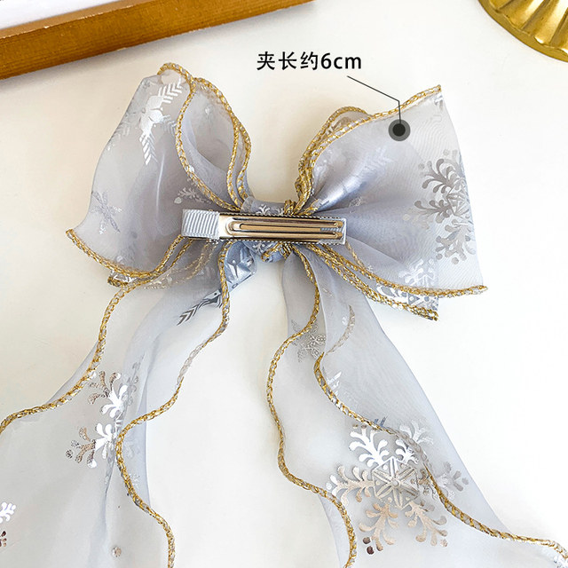 Bow girl hairpin Elsa baby princess high-end back head streamer hairpin does not hurt hair accessories hairband