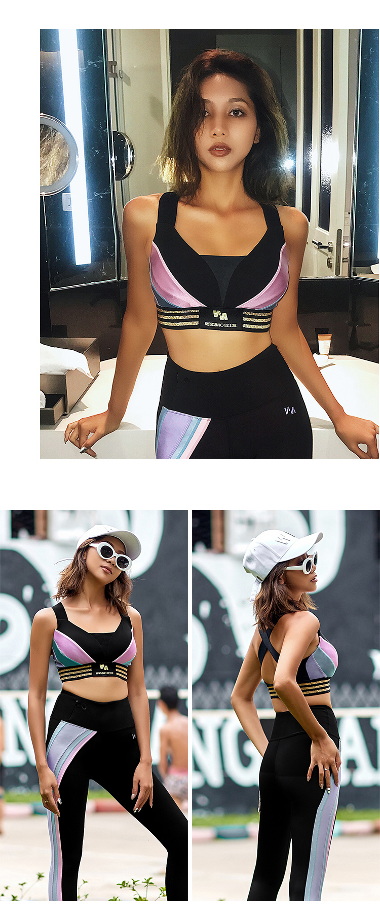 WM thể thao thời trang thể thao vest nữ áo ngực đồ lót thu thập tập thể dục yoga hit màu nhanh khô thoáng khí - Đồ lót thể thao áo ngực chạy bộ