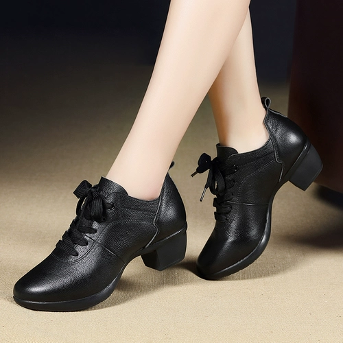 Демисезонные туфли, танцующая спортивная обувь, из натуральной кожи, мягкая подошва